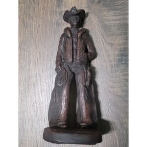 Vintage Cowboy Sculpture Figurine Western‎ Americana Decor VARGO Signed Art